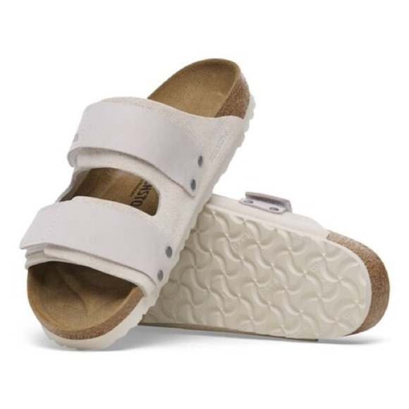Birkenstock Shoes - Birkenstock White Sandals with Adjustable Straps and Contoured Footbed